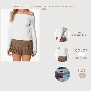 Edikted NWT Foldover Off The Shoulder Rib Sweater - XS